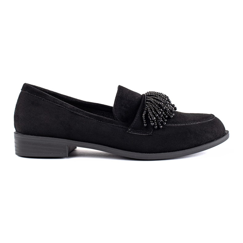 Women's suede moccasins with beads black Women's suede moccasins with beads black