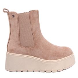 Ronda Khaki Platform Chelsea Boots beige