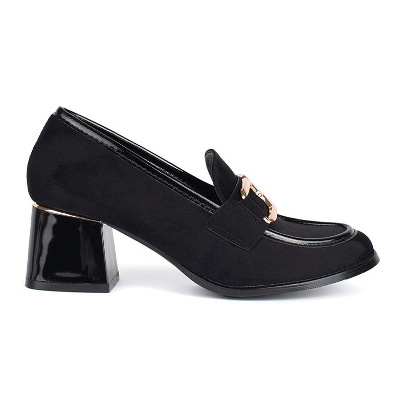 Suede women's shoes with a thick heel black