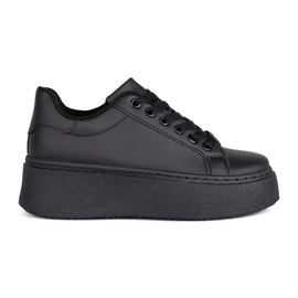 Black sneakers on the platform Black sneakers on the platform