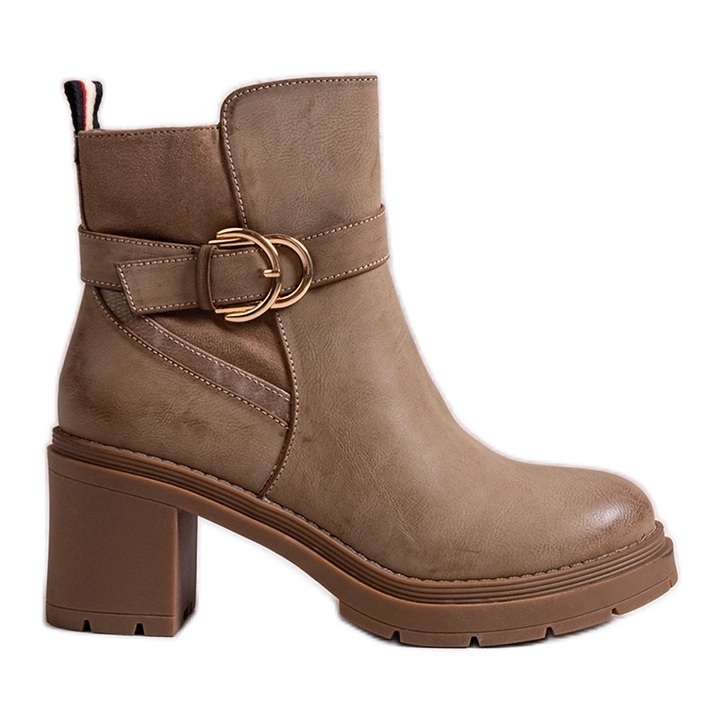 Dark beige ankle boots with a heel Mirka