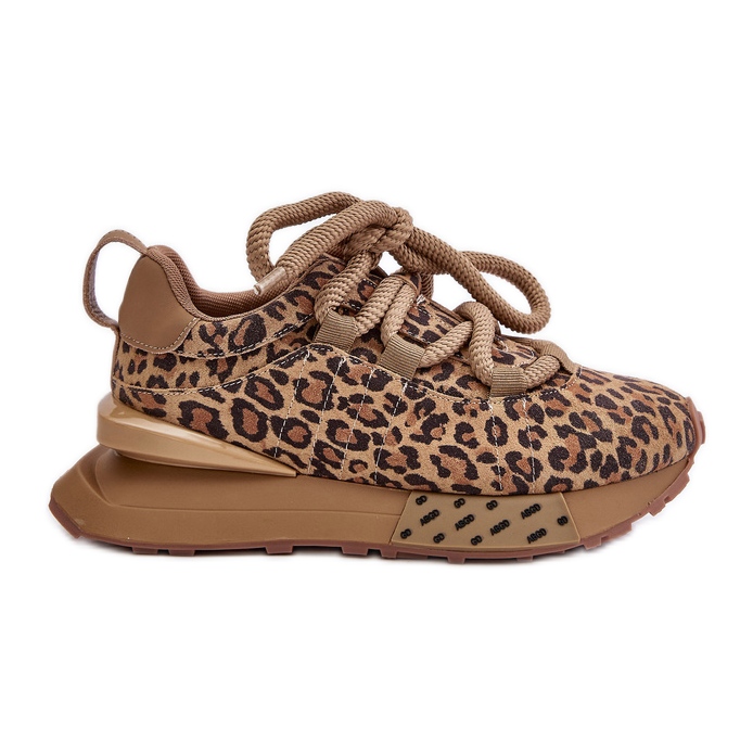 Suede Women's Sneakers On A Platform With Thick Lacing Panther Artiker 55C0135 Brown