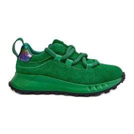 Women's Suede Sneakers With Thick Lacing Artiker 55C0099 Green Women's Suede Sneakers With Thick Lacing Artiker 55C0099 Green