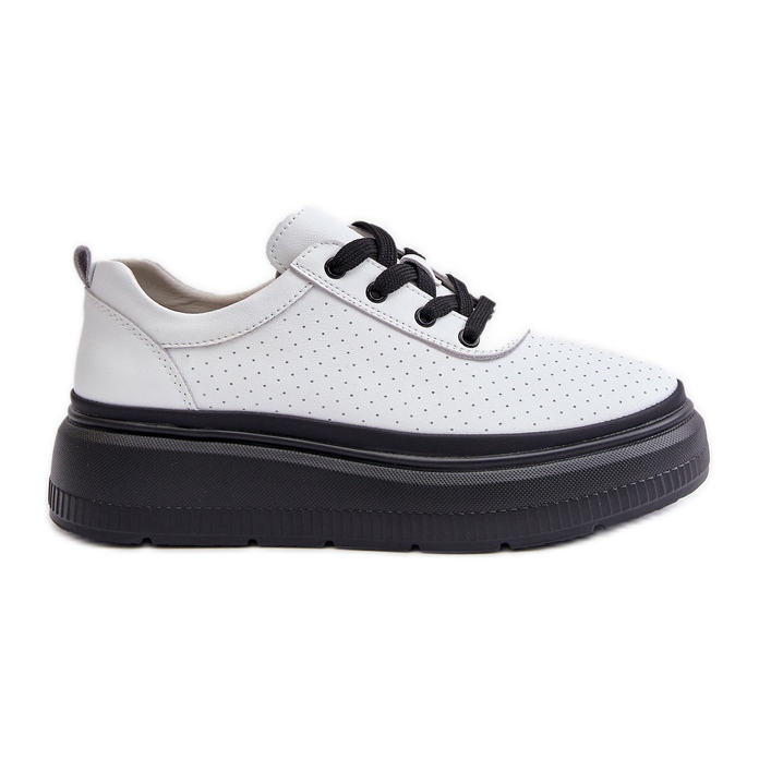 Women's Sports Shoes On The Platform Natural Leather White 41470 Vinceza