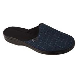 Befado men's checkered slippers 089M423 navy blue