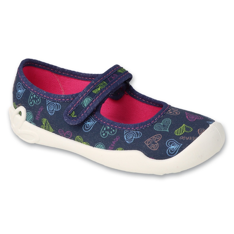 Befado children's slippers with hearts, velcro, 114Y535, navy blue