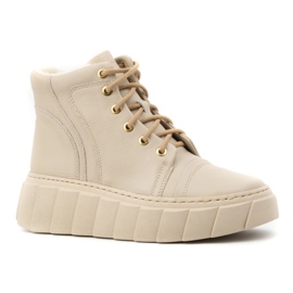 Olivier Winter insulated leather ankle boots for women 1179 beige