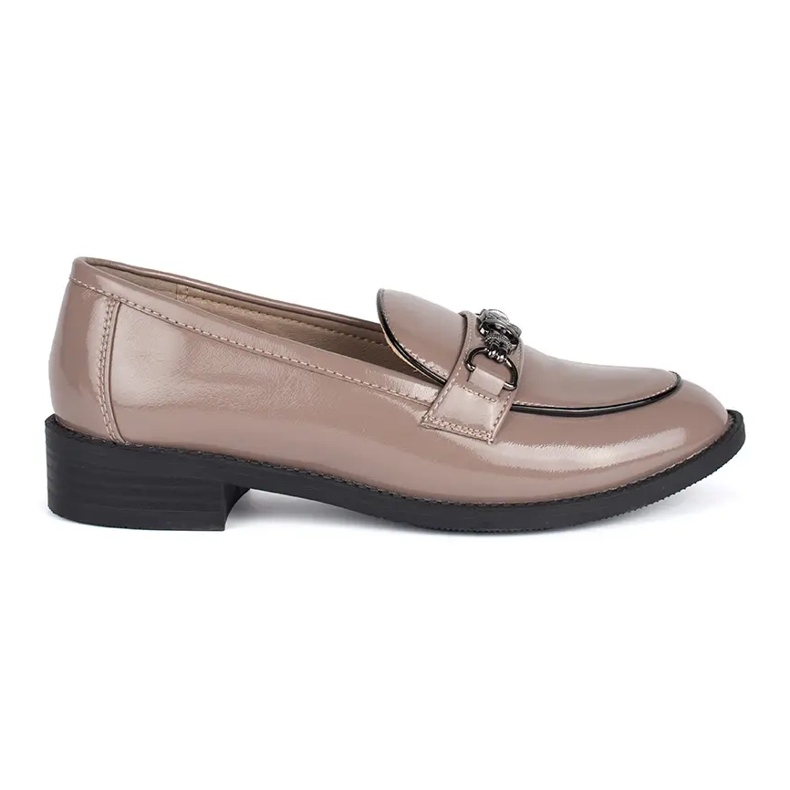 Goodin Patent beige women's moccasins