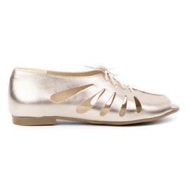 Exquisite Women's leather ballet flats 1444EX Gold golden