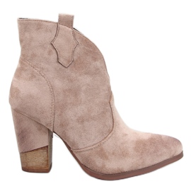 Sonett Khaki Heeled Cowboy Boots beige