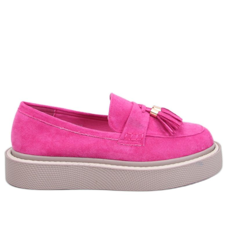 Trinity Fuchsia Fringe Platform Loafers pink