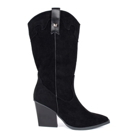 Seastar Women's black suede cowboy boots