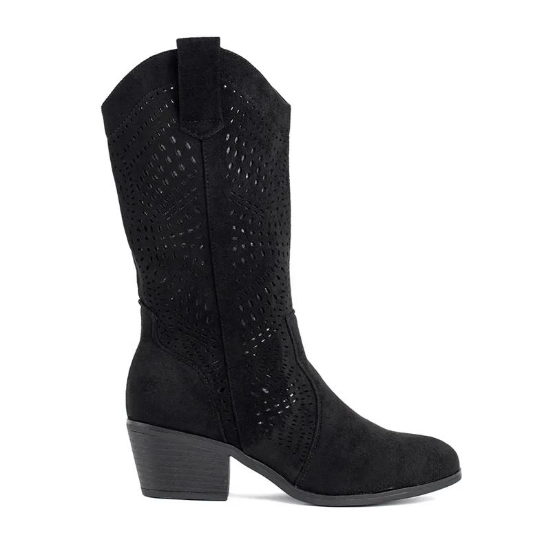 Seastar Black openwork cowboy boots for women