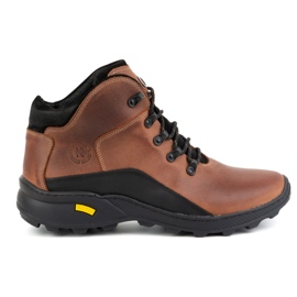 KOMODO Men's shoes winter leather ankle boots 903K brick brown