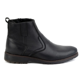 KOMODO Men's shoes ankle boots leather winter 924K black