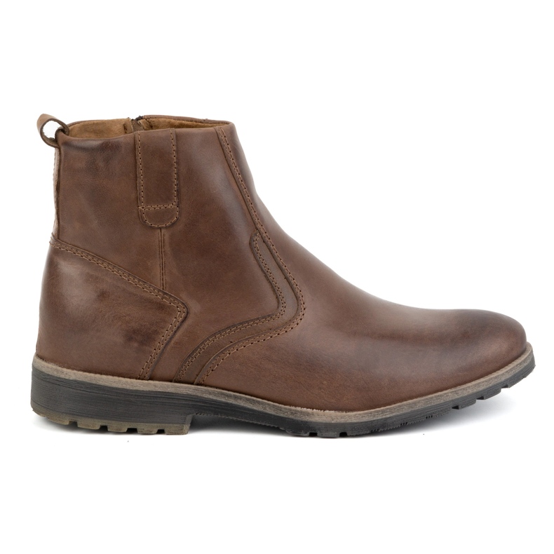 Olivier Men's shoes winter leather ankle boots 924K brown