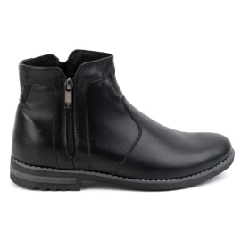 KOMODO Men's winter leather boots insulated Chelsea boots 887K black