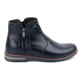 KOMODO Men's winter leather boots 887K navy blue