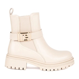 Seastar Cream classic ankle boots with decorative strap beige