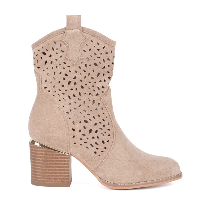 Seastar Openwork beige cowboy boots with a heel