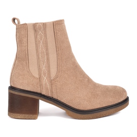 Seastar Beige suede ankle boots with a block heel