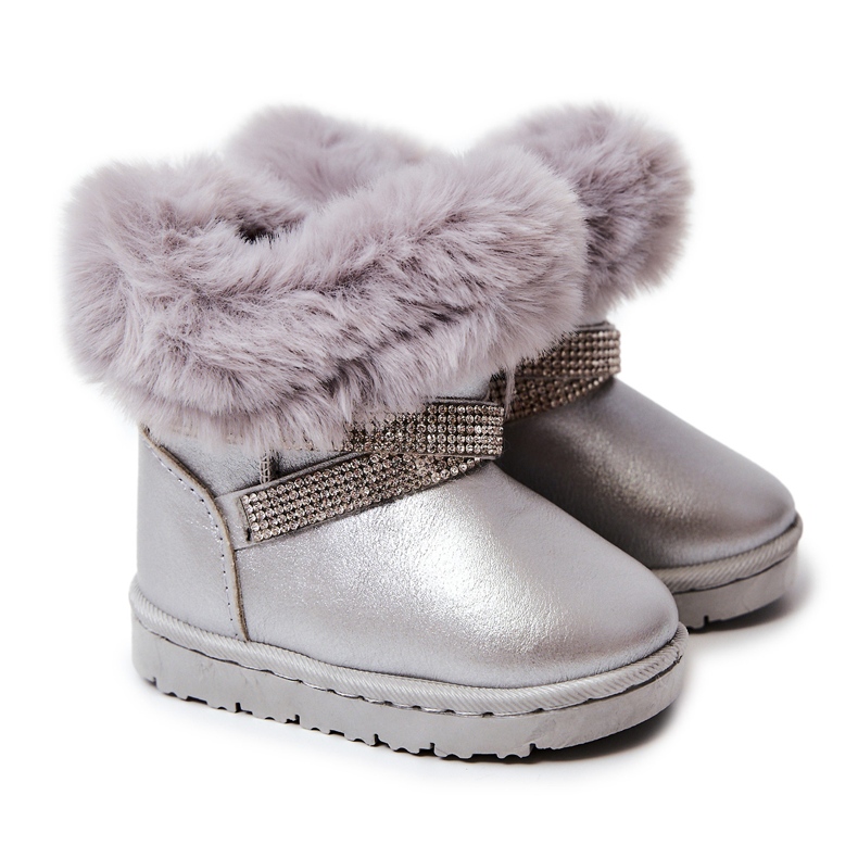 Silver Hollee Children's Snow Boots With Cubic Zirconia