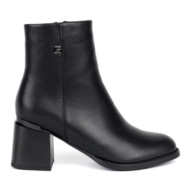 Goodin Classic black women's ankle boots with a block heel