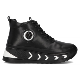 Filippo DBT4214/24 Bk Wh Black Leather Platform Ankle Boots