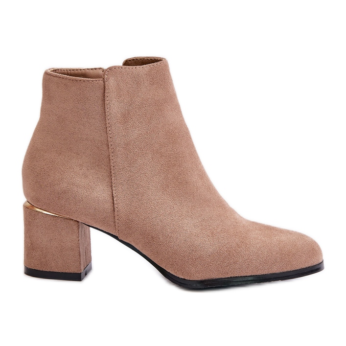 Eco Suede Ankle Boots With Zip Fastening Dark Beige Sairis