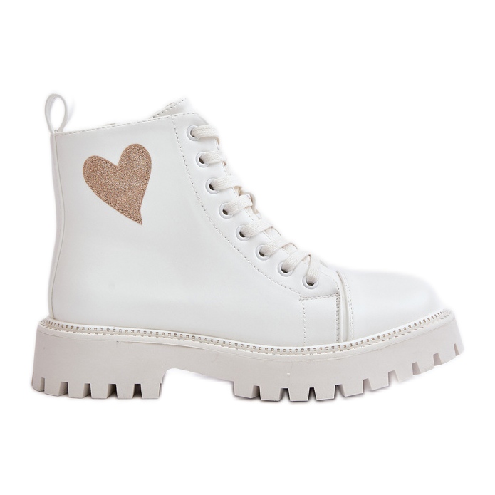 Women's Ankle Boots With A Zipper And A Decorative Heart White Obeena