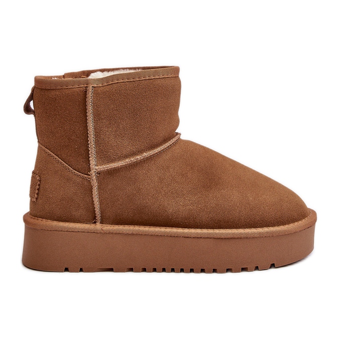 Rianaella Leather Suede Platform Ankle Snow Boots Camel beige