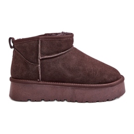 Fashionable Suede Low Snow Boots Brown Nucca