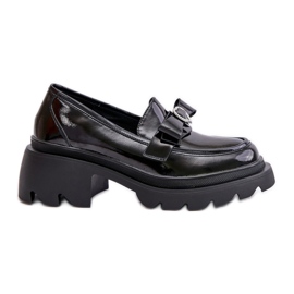 S.Barski Leather Women's Loafers With Bow And Heart D&amp;A LZ42-032 Black