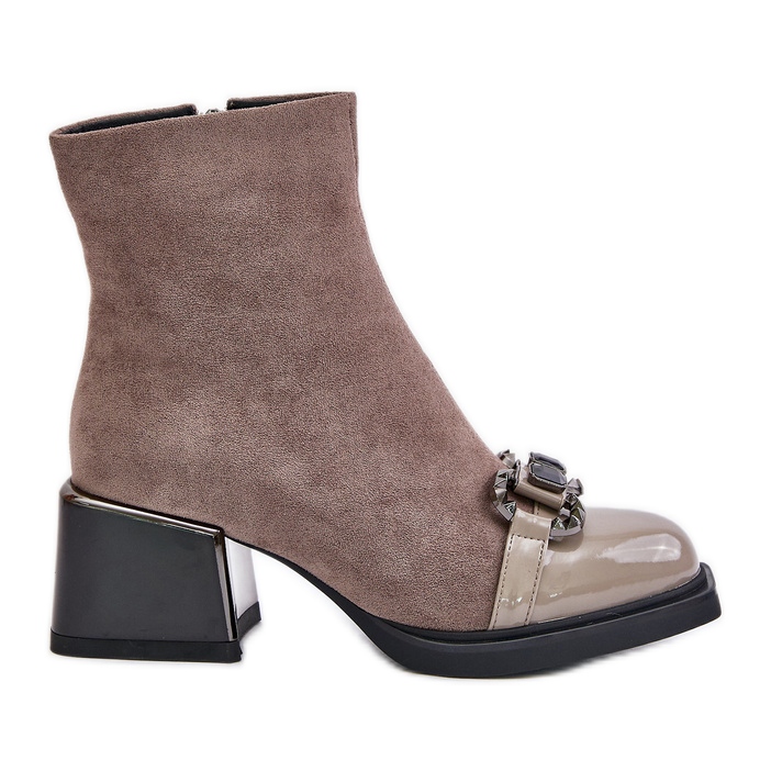 S.Barski Elegant Women's Ankle Boots With Heels With Decoration Beige MR880-127