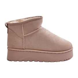 Women's Snow Boots On The Platform Fur-Lined Light Beige Xamella