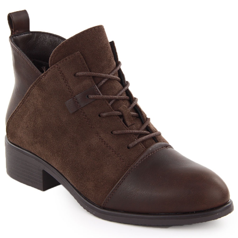 M. DASZYŃSKI Women's suede ankle boots insulated brown M.Daszyński MR2458-7
