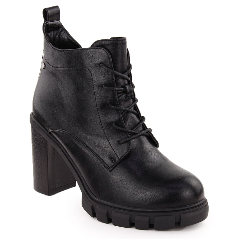 M. DASZYŃSKI Women's black ankle boots with a heel M.Daszyński SA218-8