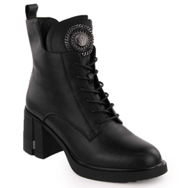 Leather ankle boots for women with decoration black Vinceza 66676 Leather ankle boots for women with decoration black Vinceza 66676