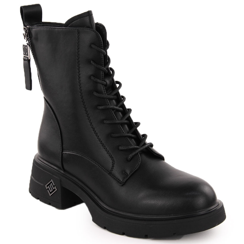 Leather Worker Boots Women's Black Vinceza 66683