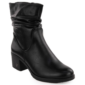 Women's insulated ankle boots on a block, black Vinceza 10547