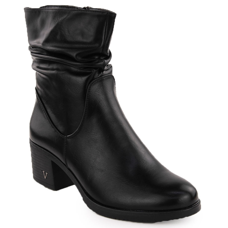 Women's insulated ankle boots on a block, black Vinceza 10547