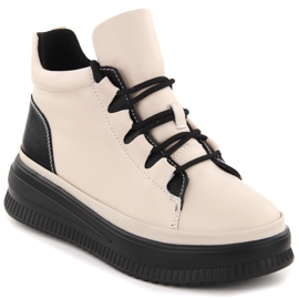 Women's leather ankle boots insulated beige Artiker 55C1051 Women's leather ankle boots insulated beige Artiker 55C1051