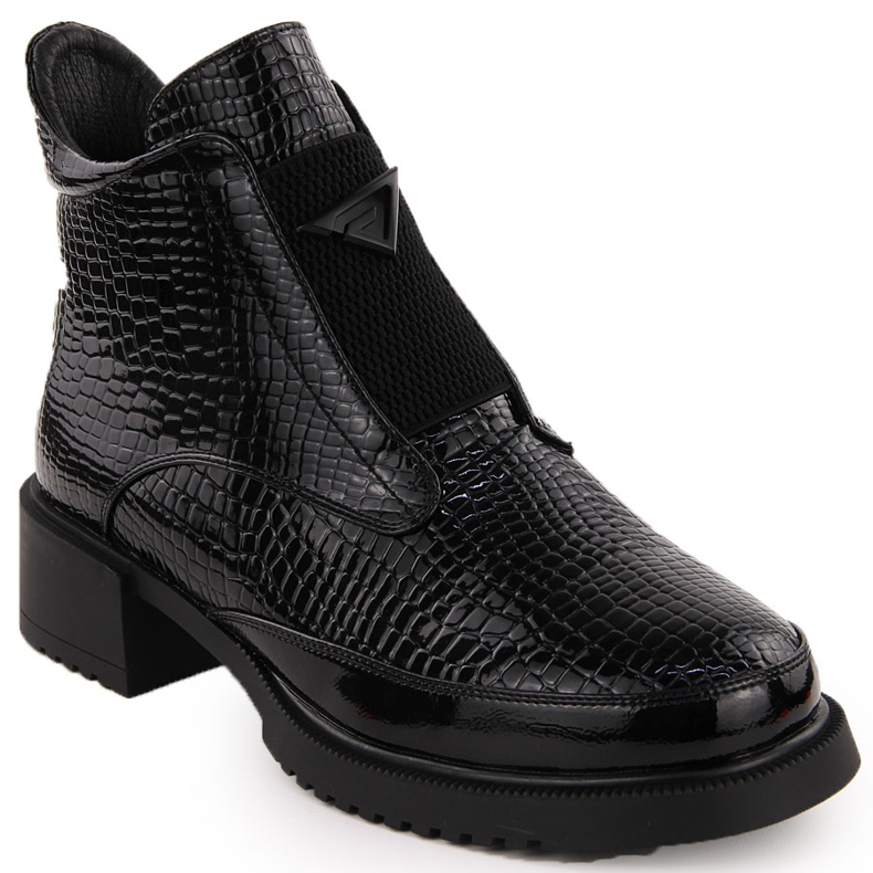 Women's patent leather ankle boots crocodile black Filippo DBT6663