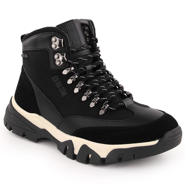 Men's leather waterproof boots black Big Star OO174182