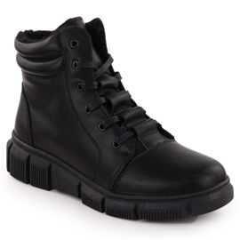 Women's leather boots on the platform black T.Sokolski Z24-335