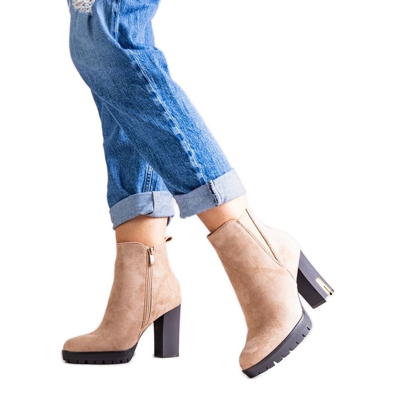 Beige ankle boots with rhinestones Hayet
