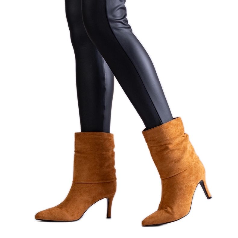 Brown high heel ankle boots Bileis beige