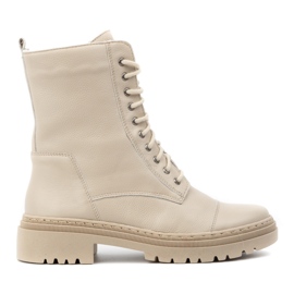 WASAK Women's leather lace-up high winter boots 0640 ecru beige