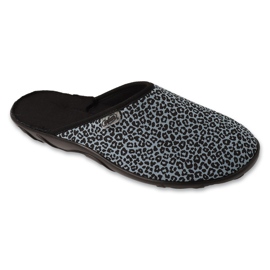 Befado women's slippers with animal pattern 235D205 grey/black