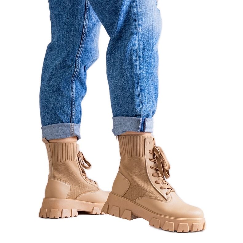 Beige ankle boots with elastic shaft Zogba Beige ankle boots with elastic shaft Zogba